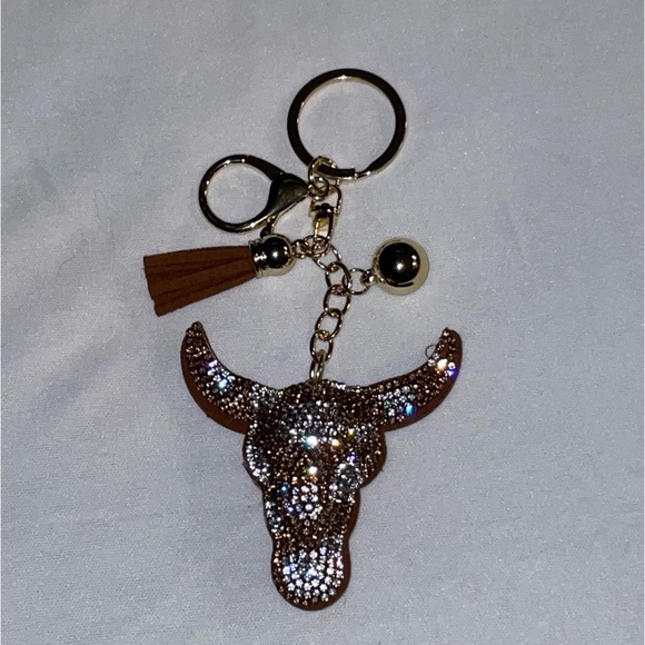 Western Texas longhorn rhinestone keychain - Picture 5 of 5